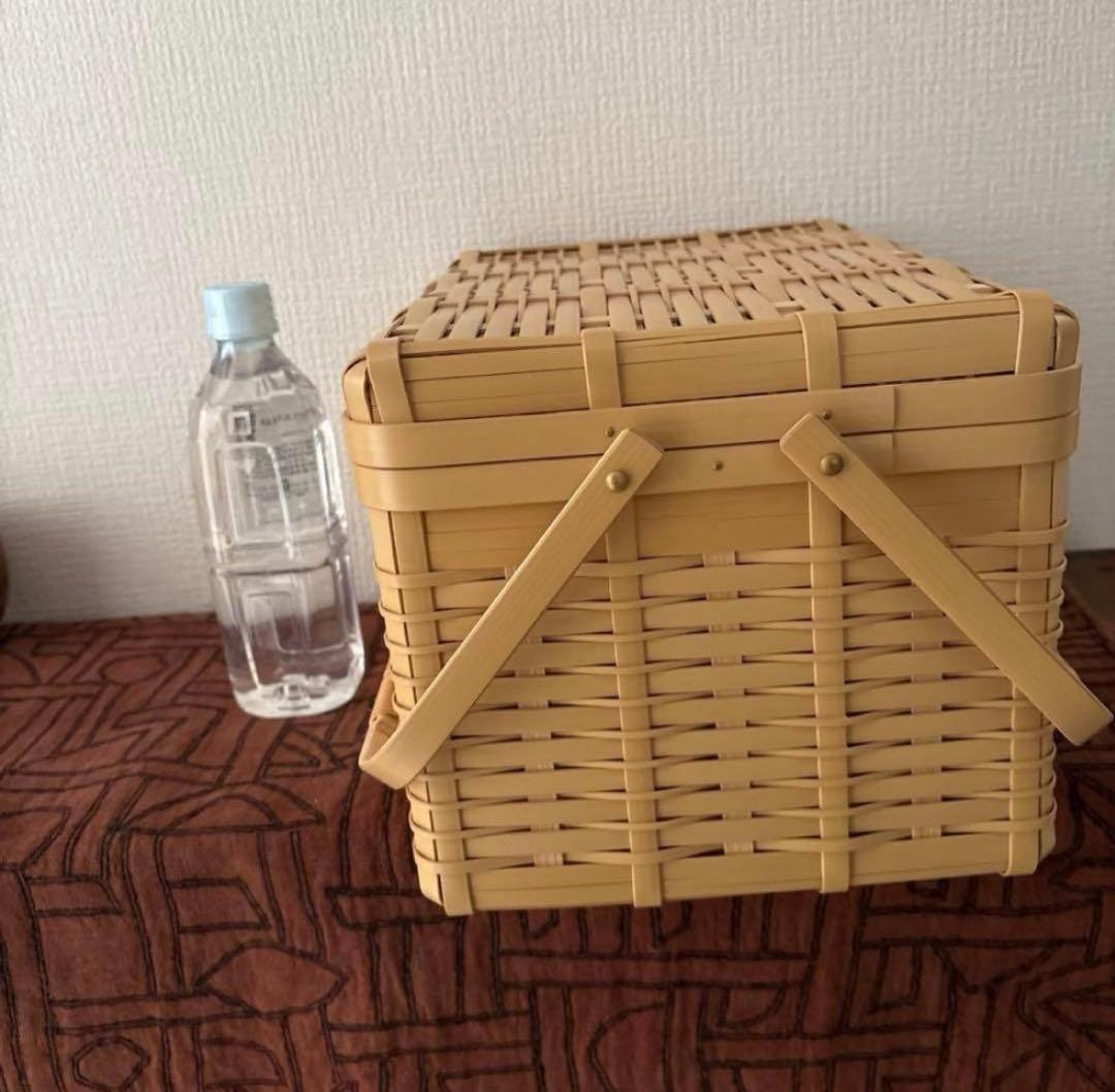 大きな竹かご　ピクニックバスケット お花見カゴ