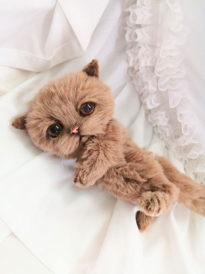 お腹ぽっこり♡ベビにゃん♡モカ色の子猫ちゃん♡アートドール♡ぬいぐるみ♡