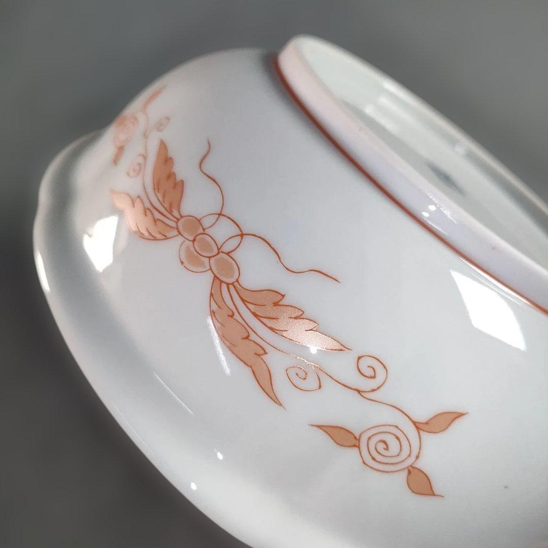 A1346-5/有田焼/其泉 作/金彩赤絵朱唐草文サラダボール3客/懐石道具/