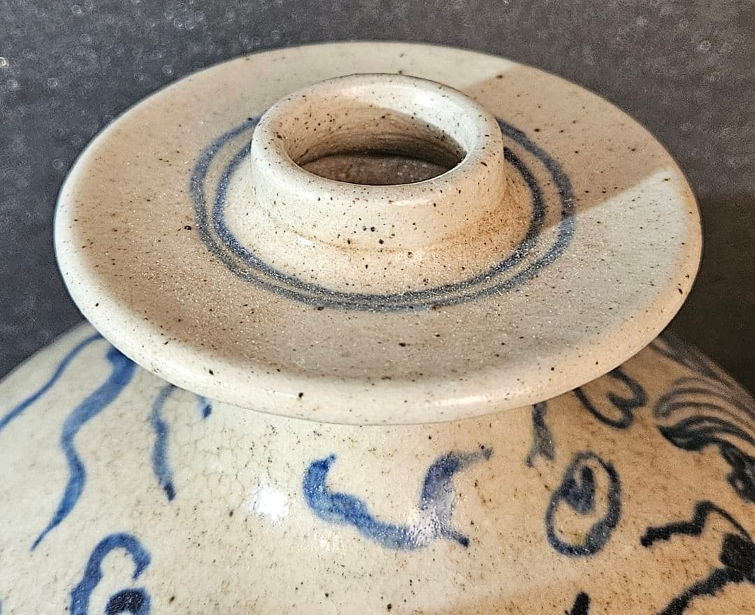 中国南方系古陶磁器　李朝系古陶磁器　青華　雲龍図　水瓶　酒瓶　酒注ぎ　壺　花入れ