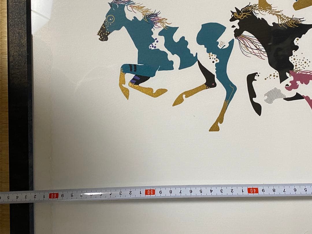 版画　馬駆ける