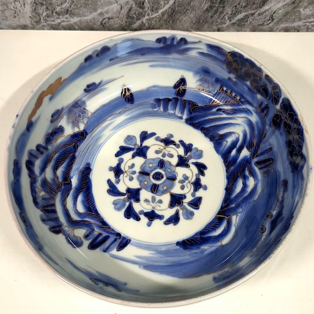 古伊万里 山水 染付 大小鉢 丼 二重高台 骨董品