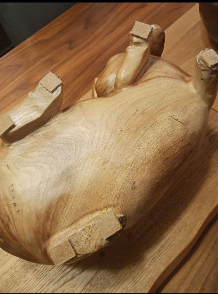 【子宝】【金運】木製 豚の置物 2体セット