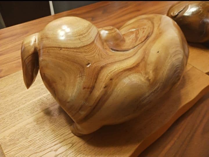 【子宝】【金運】木製 豚の置物 2体セット