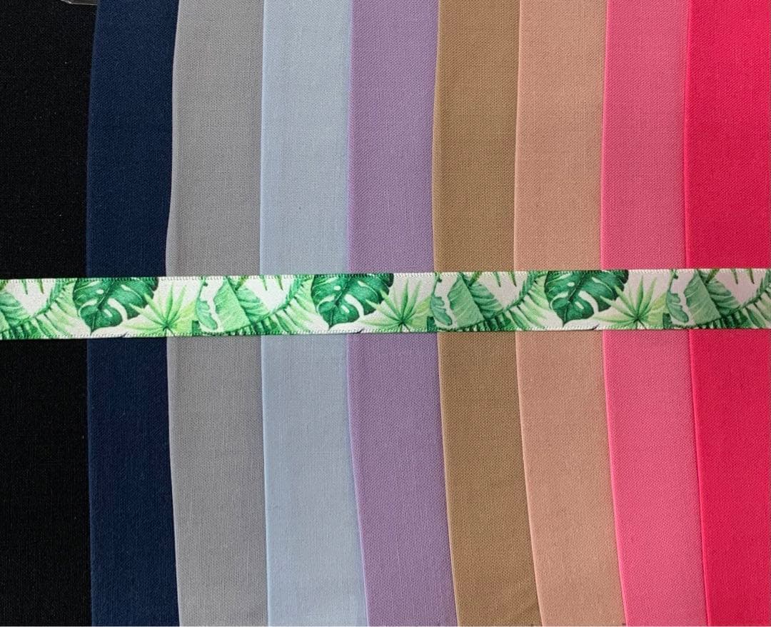 No.577 オーダーマスク　布　モンステラ　無地　ハンドメイド