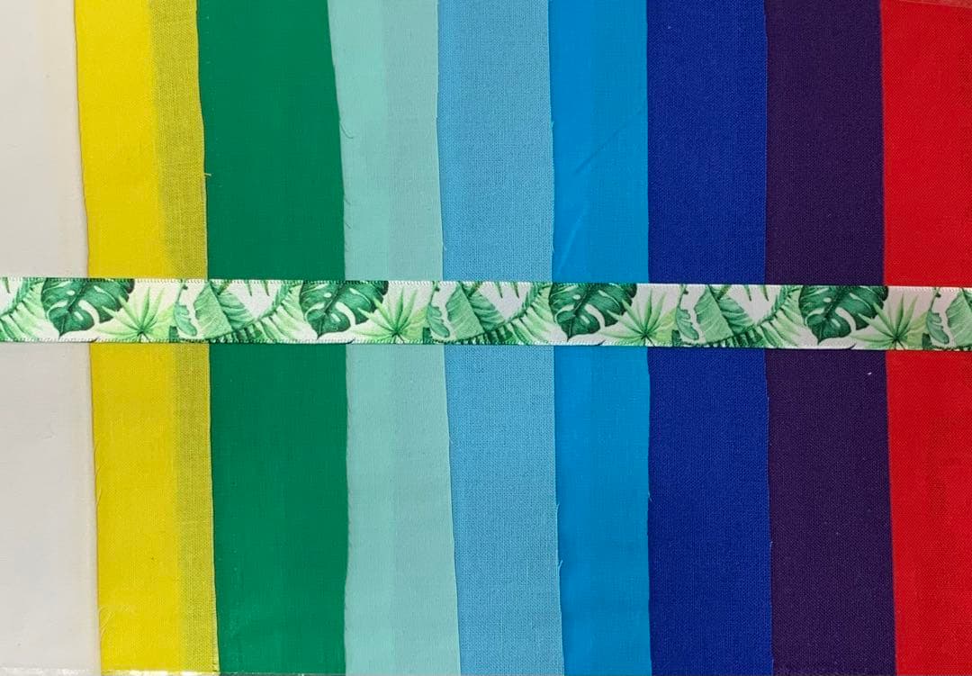 No.577 オーダーマスク　布　モンステラ　無地　ハンドメイド