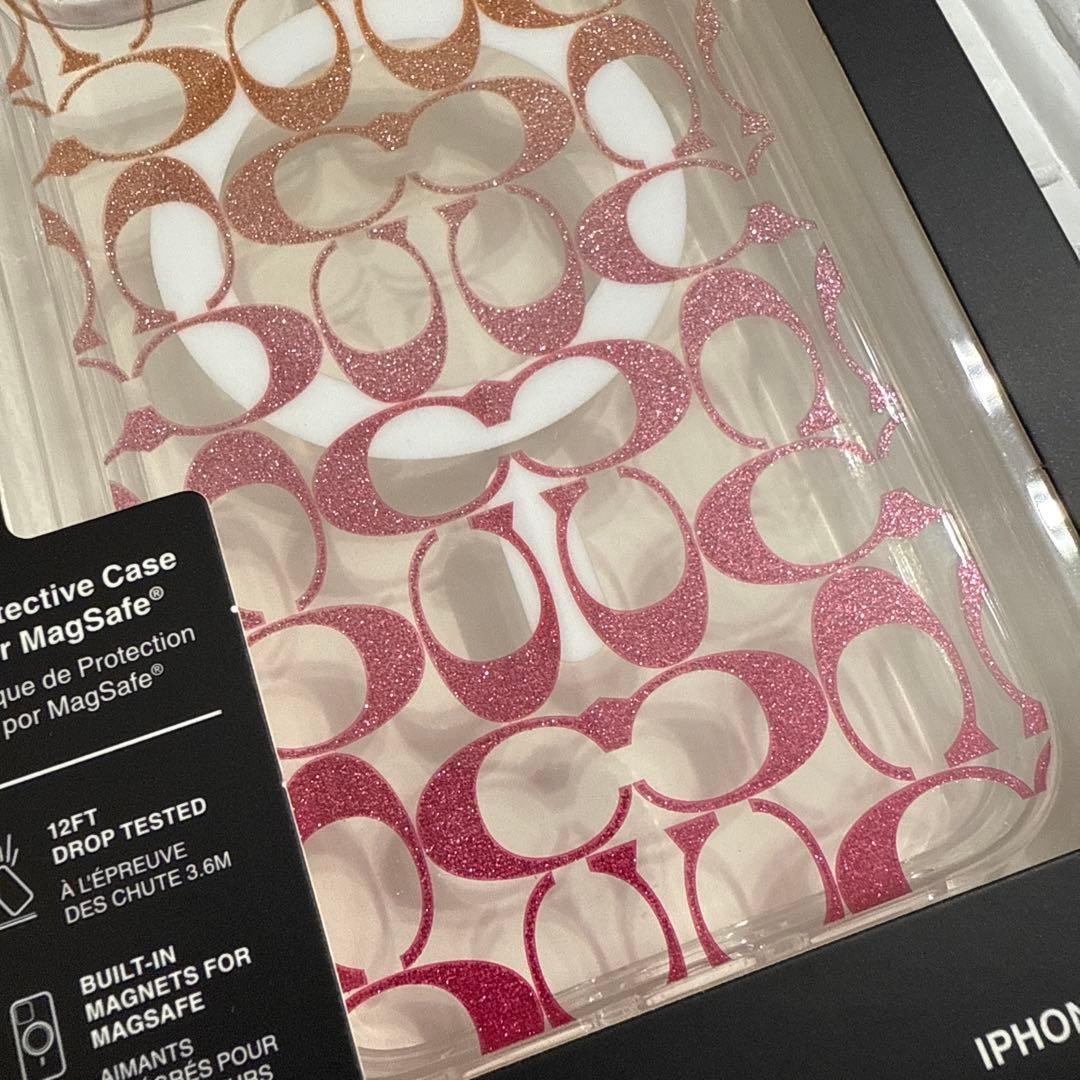 新品COACH⭐️iPhone15 PRO MAX スマホケース　オレンジピンク