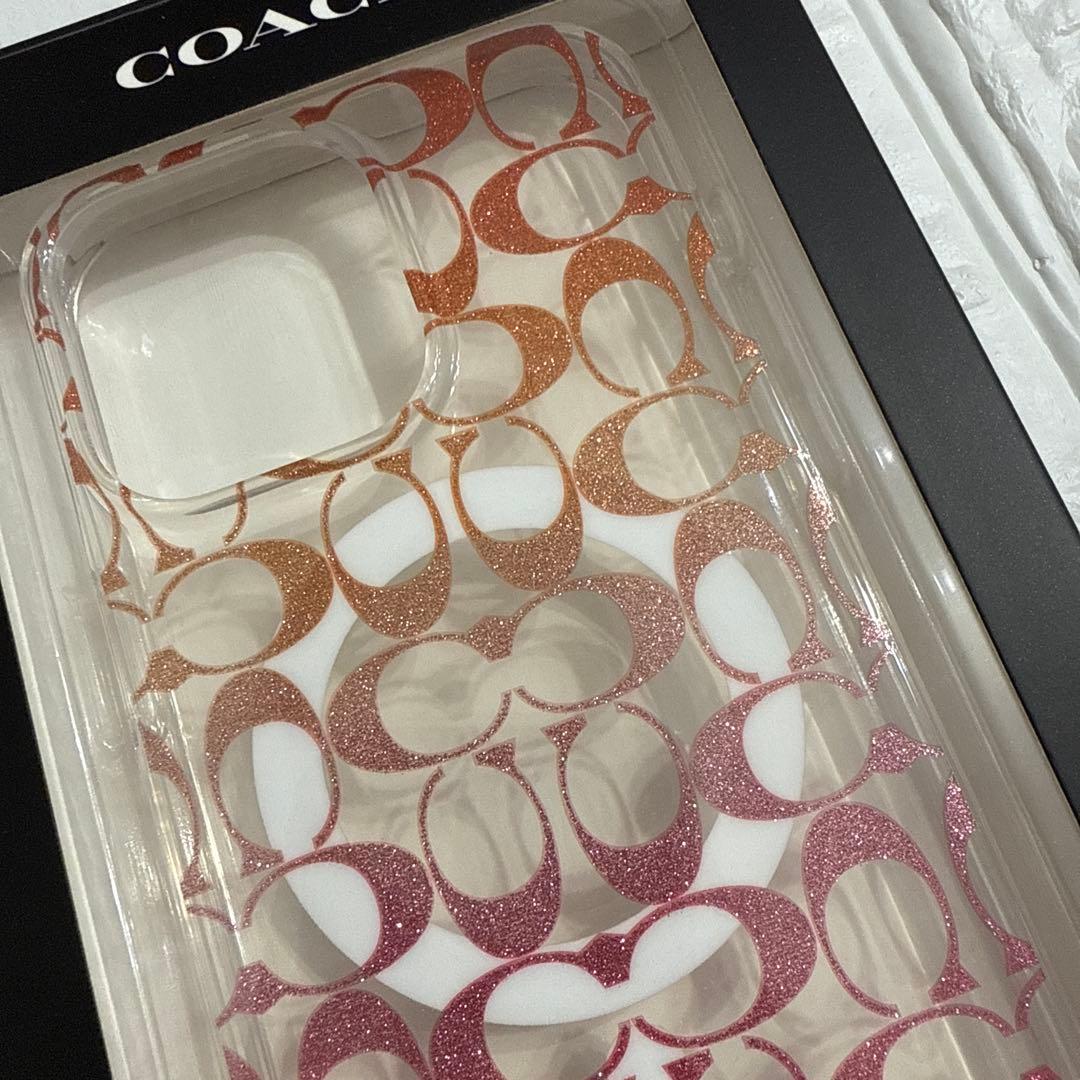 新品COACH⭐️iPhone15 PRO MAX スマホケース　オレンジピンク