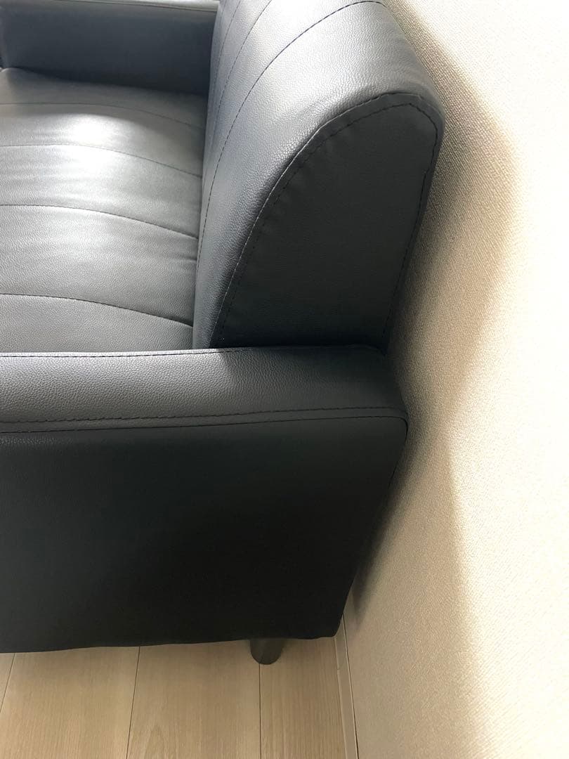 送料込みアイリスオーヤマ 2人掛け PVCソファ PVS-2P レザー風ブラック