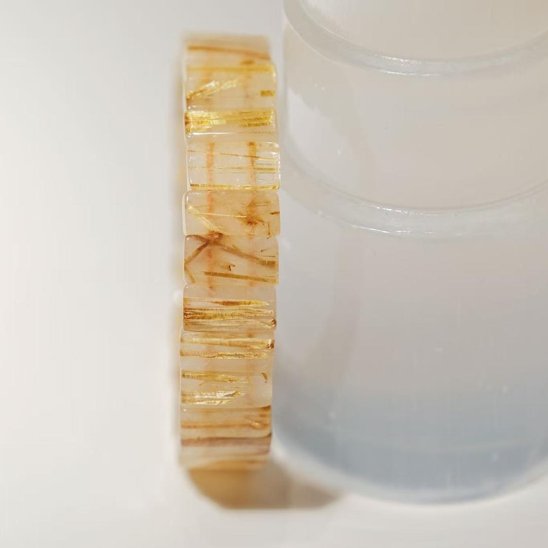 天然石 ゴールドルチルクォーツ バングル ブレスレット パワーストーン 金運