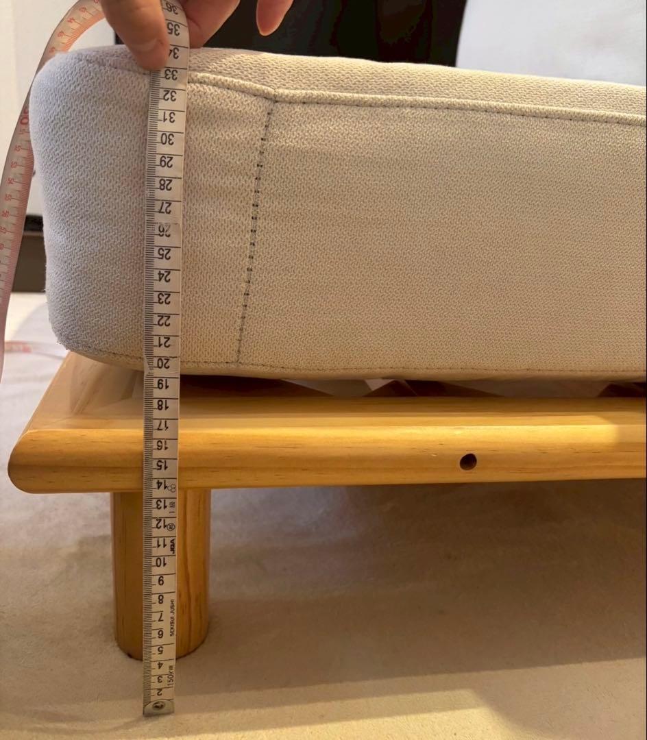 天然木ソファ ファブリックローソファー 2人掛け　クッション