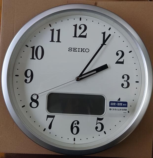 訳あり品　セイコー 電波掛時計　おやすみ秒針（光センサーによる自動秒針停止機能）
