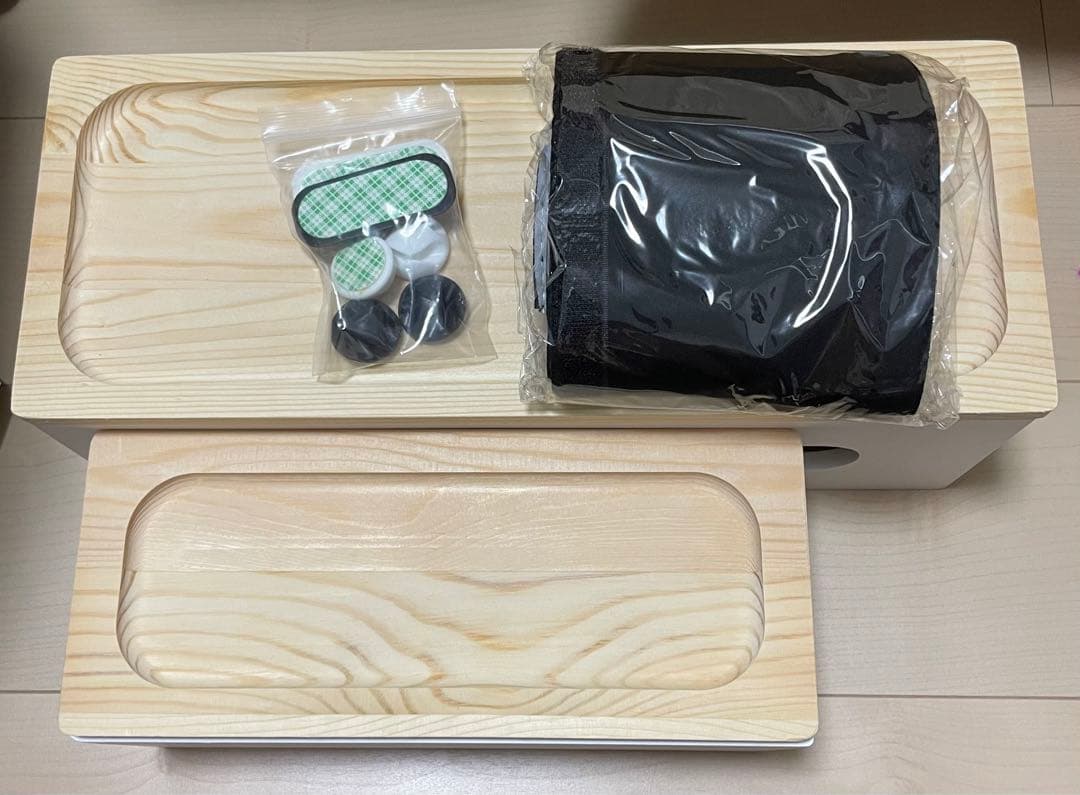 ケーブル収納ボックス　ウッドケーブル管理ボックスホワイト2個セット