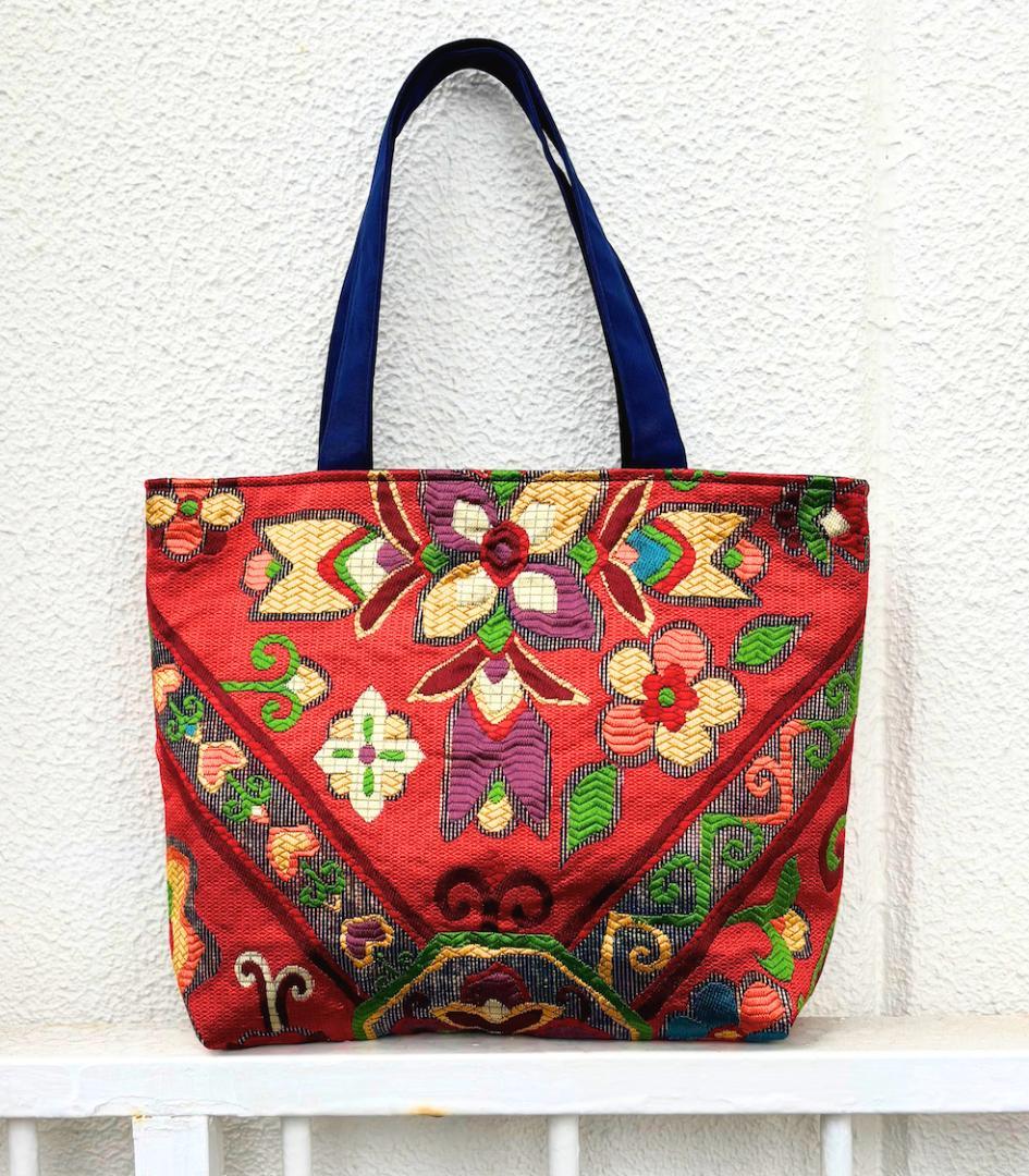 帯リメイクバッグ_花柄