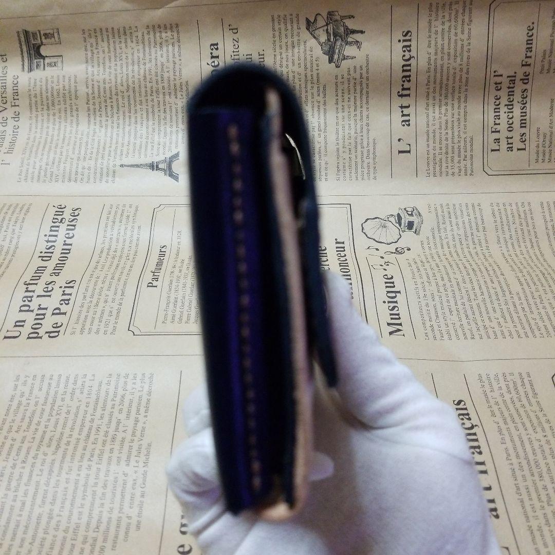 牛革　ブラック✖️ヌメ革　超コンパクト長財布　ハンドメイド長財布