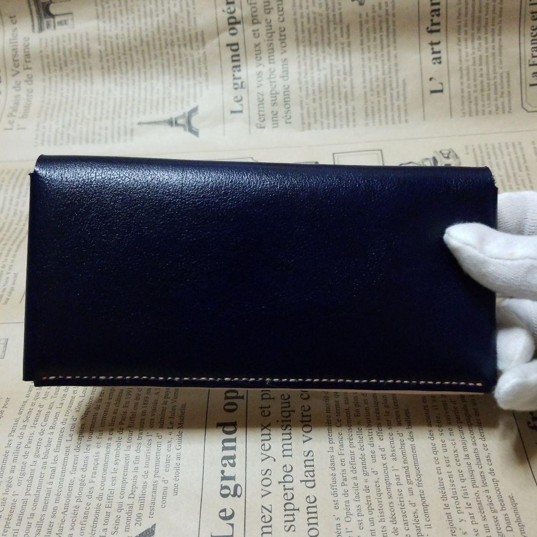 牛革　ブラック✖️ヌメ革　超コンパクト長財布　ハンドメイド長財布