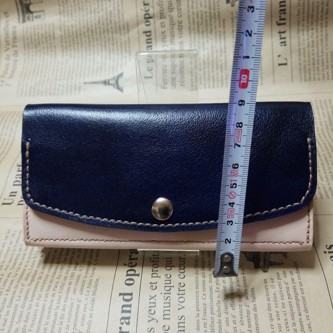 牛革　ブラック✖️ヌメ革　超コンパクト長財布　ハンドメイド長財布