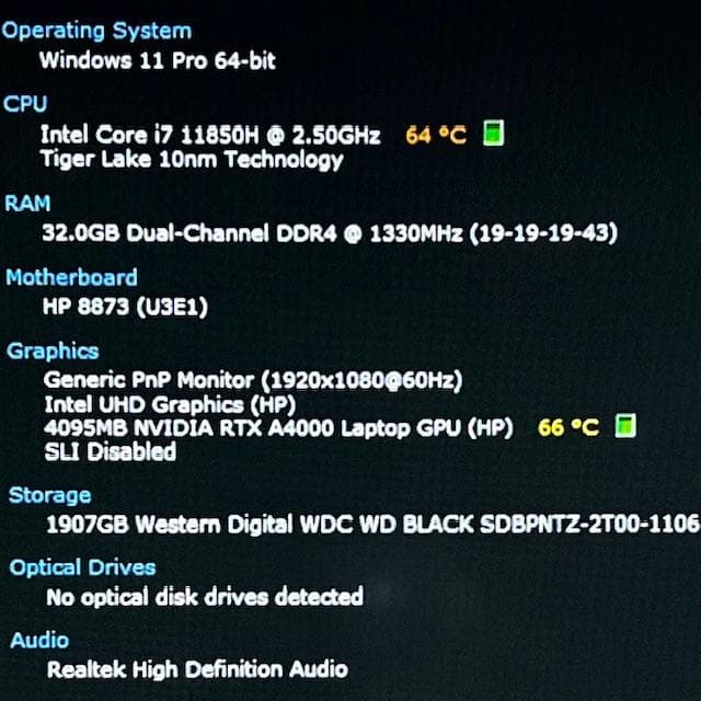 2021《プレミアムモバイルワークステーション》第11i7/32G/2TB！HP