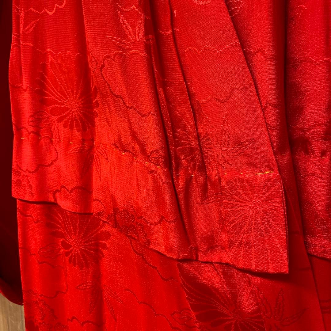 女の子 正絹 着物 七五三 七草 晴れ着 総柄 和柄 レトロ