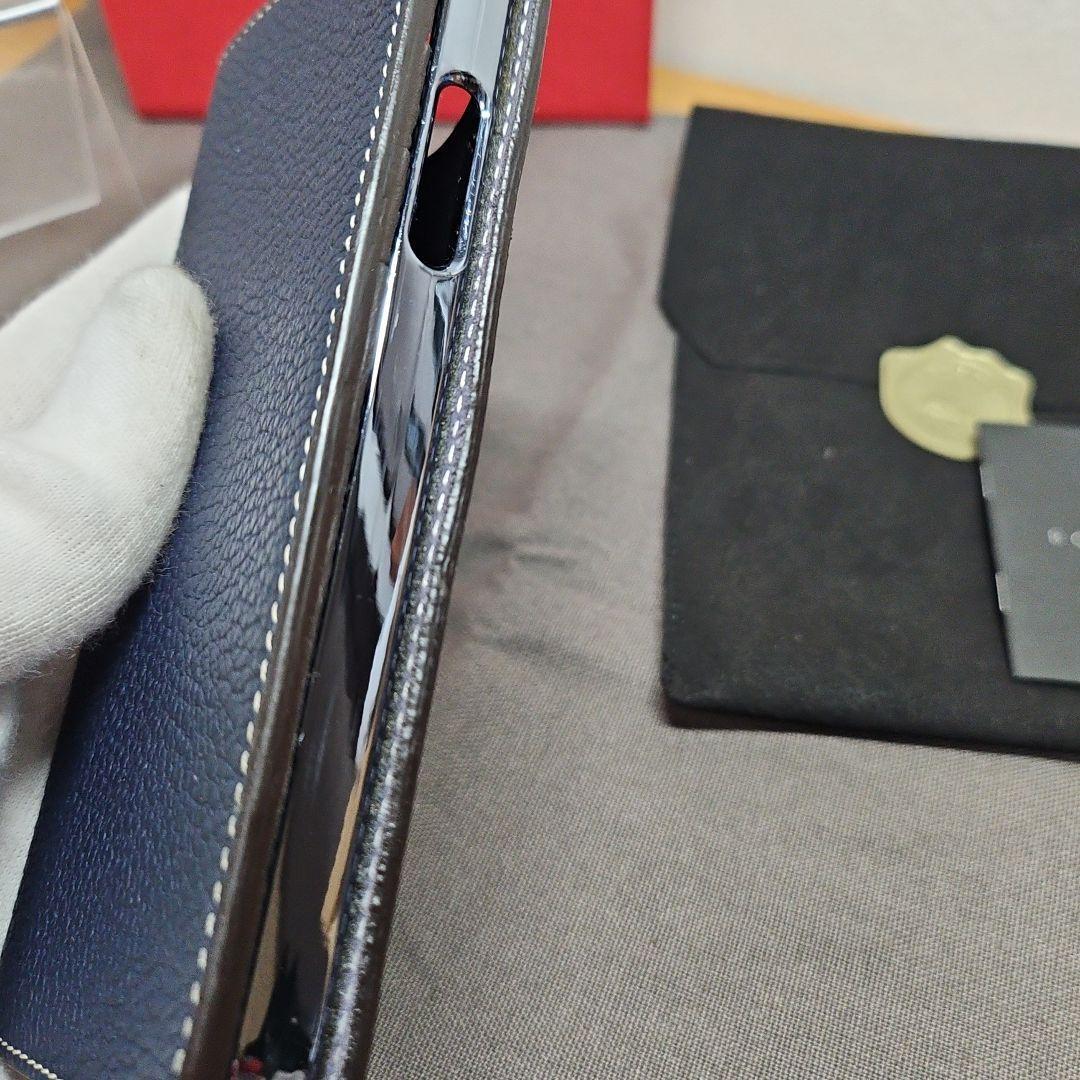 美品 BONAVENTURAボナ iPhone12PRO用手帳型ケース ネイビー