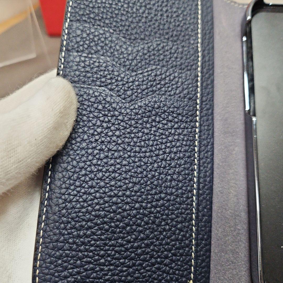 美品 BONAVENTURAボナ iPhone12PRO用手帳型ケース ネイビー