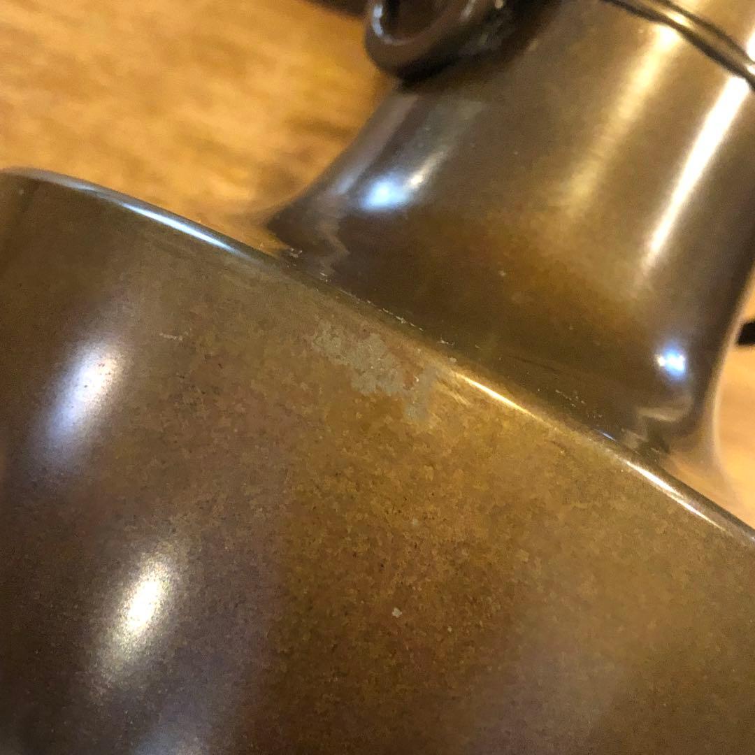 池坊 花器 銅製 唐銅花瓶 草月 双耳遊鐶