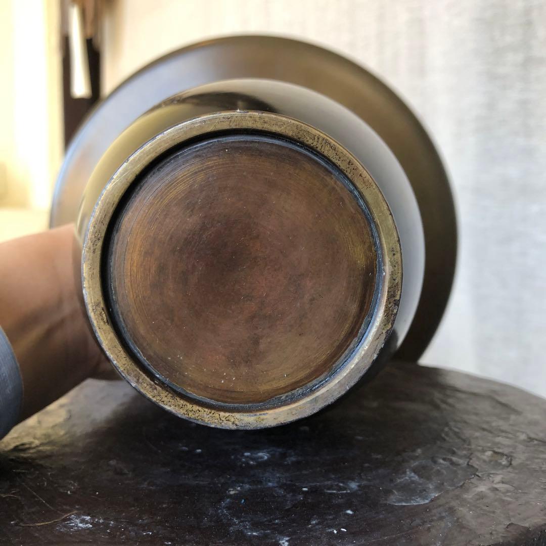 池坊 花器 銅製 唐銅花瓶 草月 双耳遊鐶