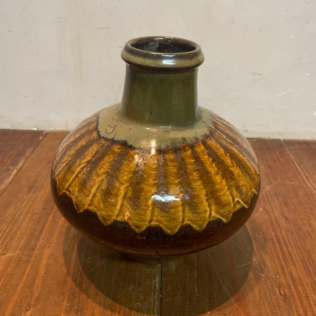 美品　工芸品　小鹿田焼　刷毛目　焼物　花瓶　フラワーベース　花器　落ち着いた