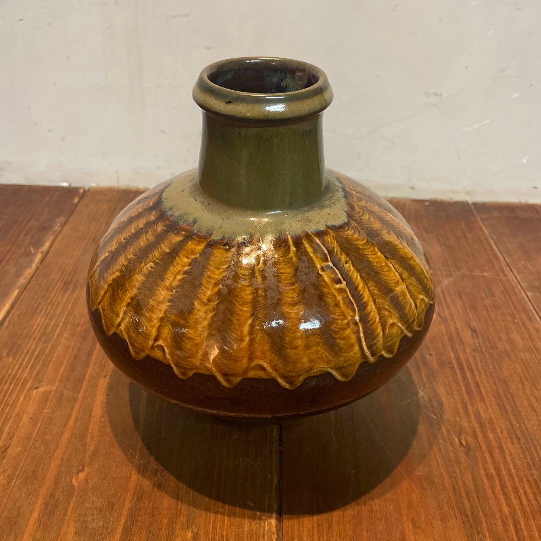 美品　工芸品　小鹿田焼　刷毛目　焼物　花瓶　フラワーベース　花器　落ち着いた