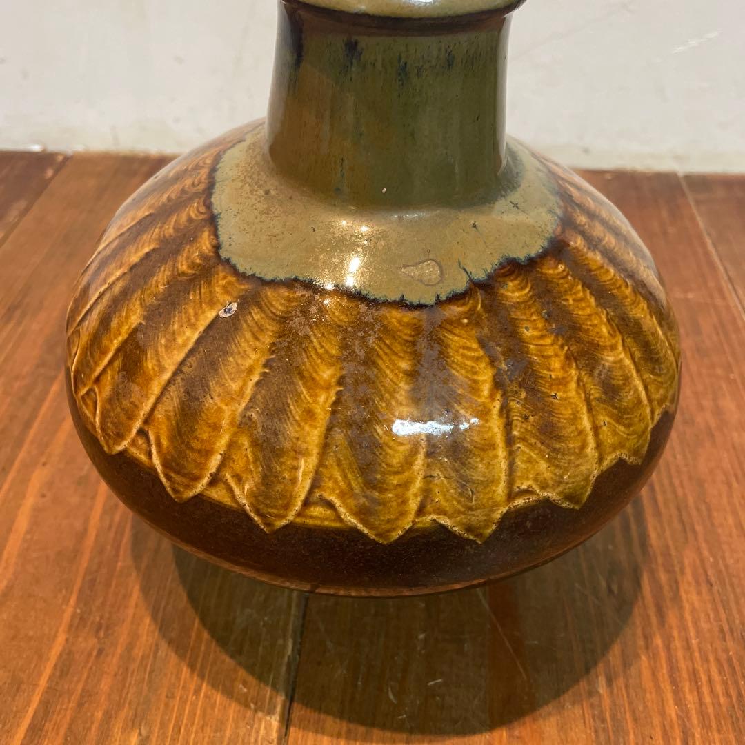美品　工芸品　小鹿田焼　刷毛目　焼物　花瓶　フラワーベース　花器　落ち着いた