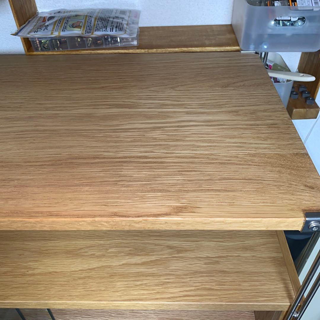 印良品　ステンレスユニットシェルフ・オーク材・カップボードセット