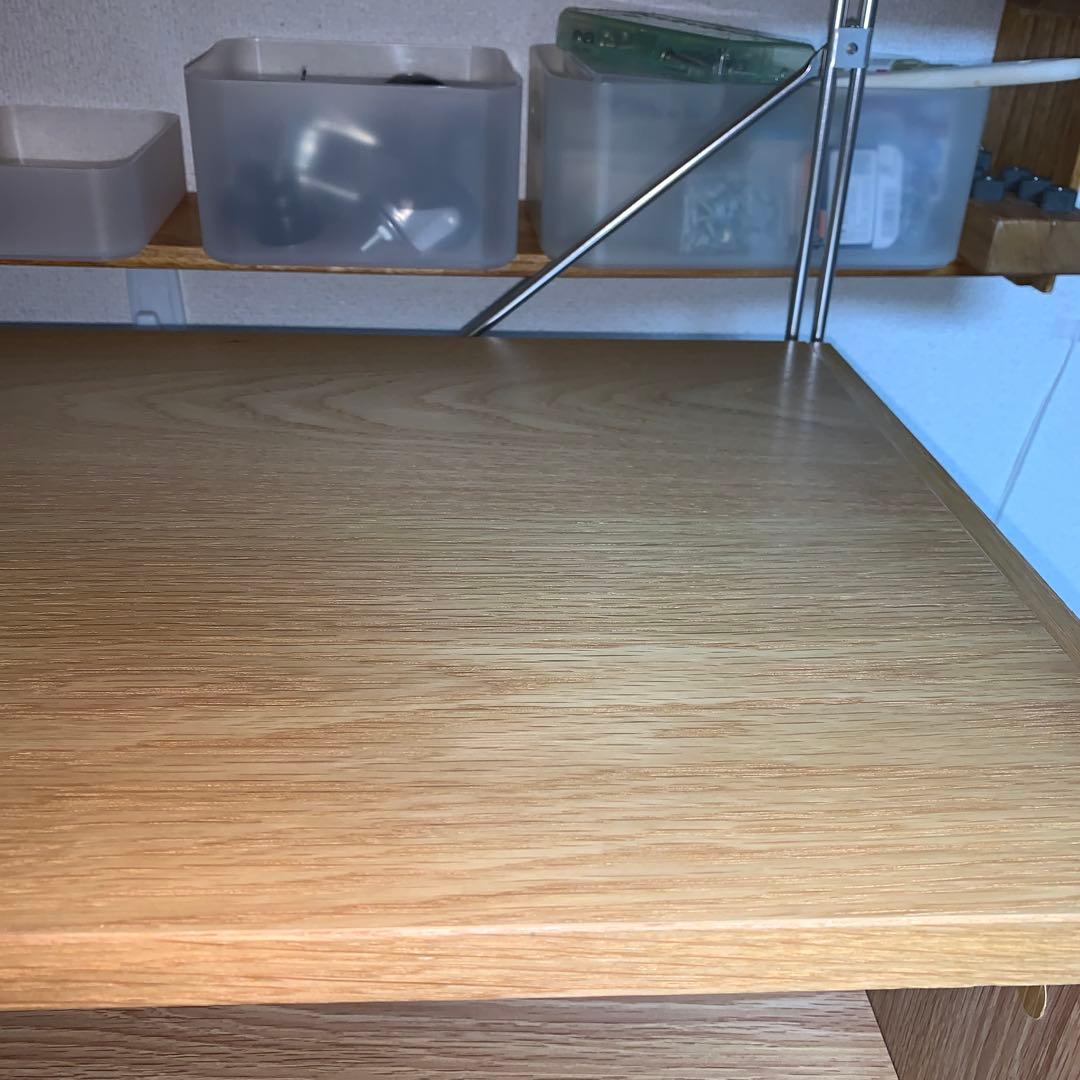 印良品　ステンレスユニットシェルフ・オーク材・カップボードセット