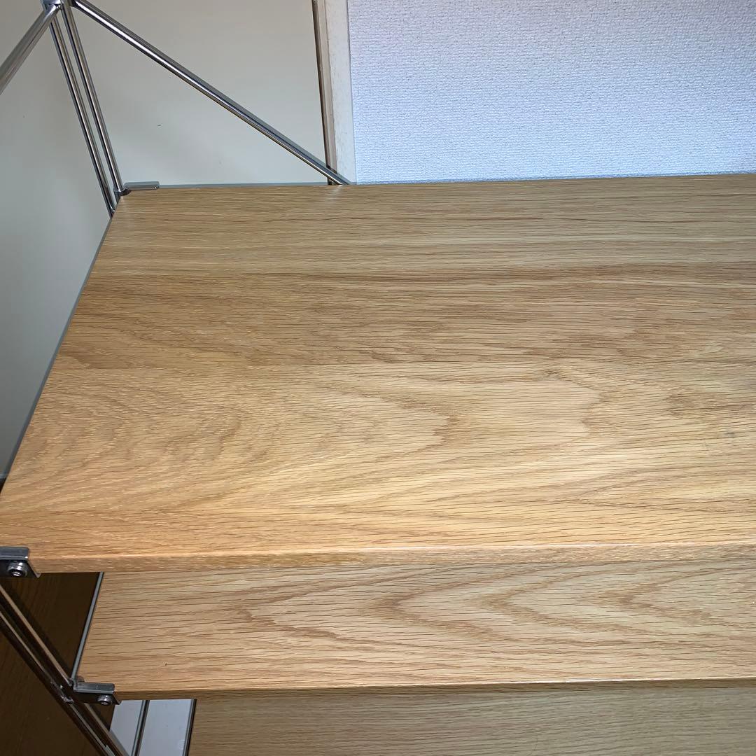 印良品　ステンレスユニットシェルフ・オーク材・カップボードセット