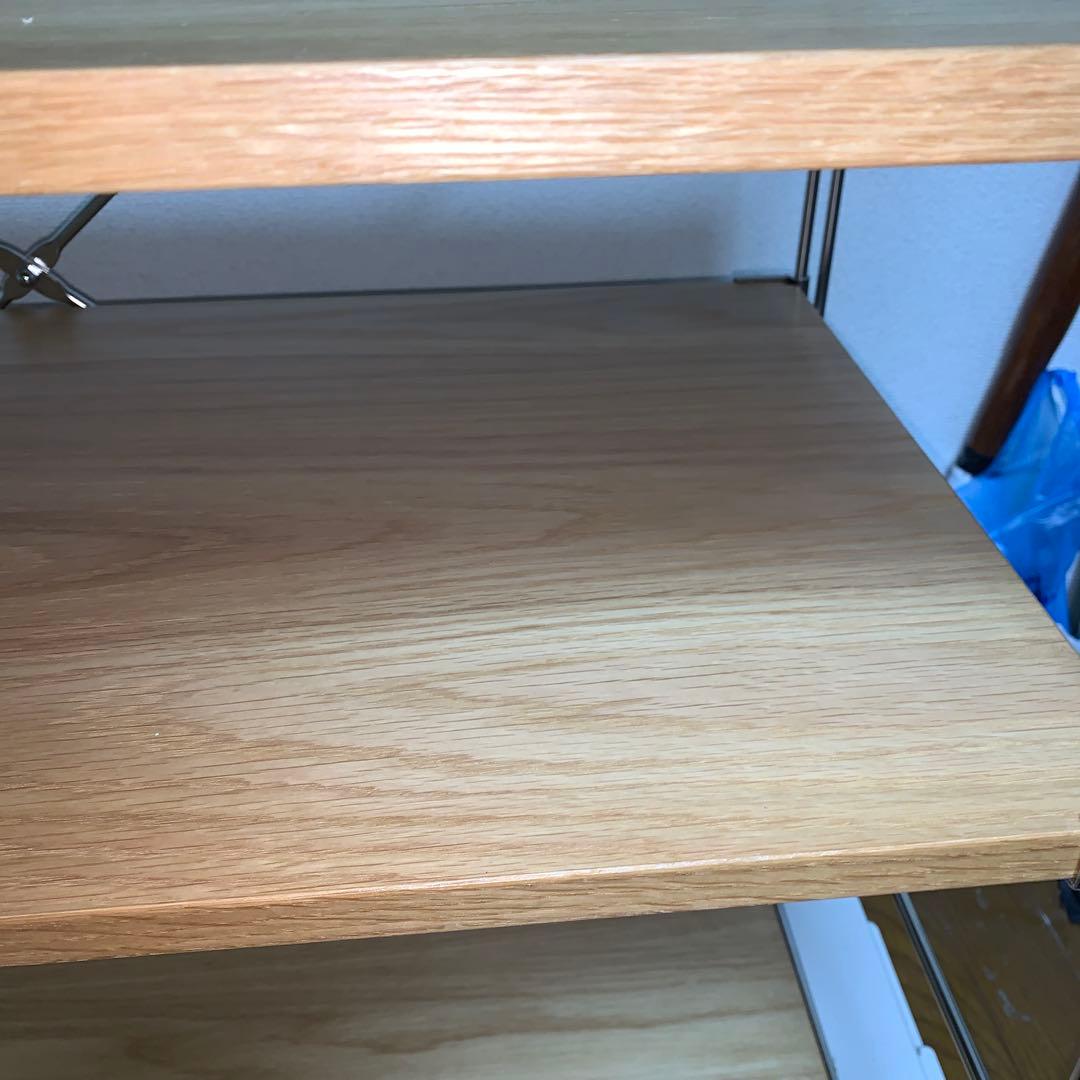 印良品　ステンレスユニットシェルフ・オーク材・カップボードセット