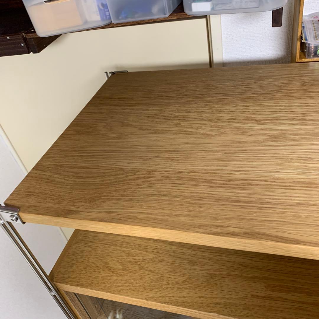 印良品　ステンレスユニットシェルフ・オーク材・カップボードセット