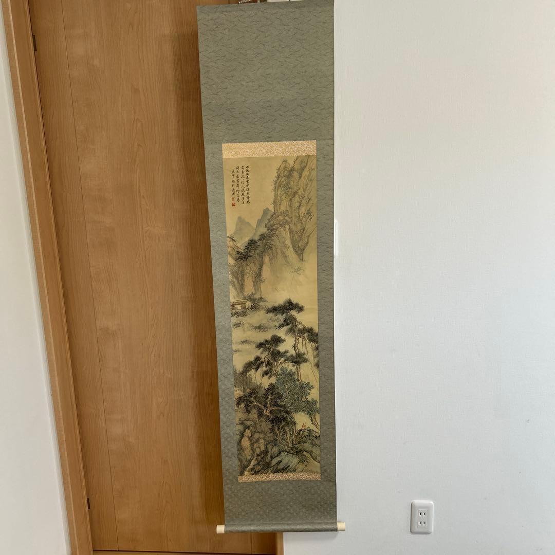 山水色彩画　中国書　掛け軸