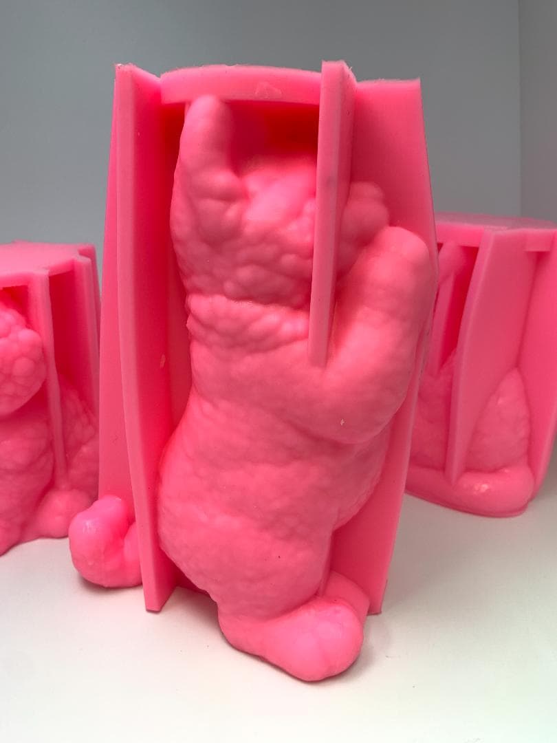 未使用新品 大型シリコンモールド 3点セット 犬1 猫2 クリップ付き 立体