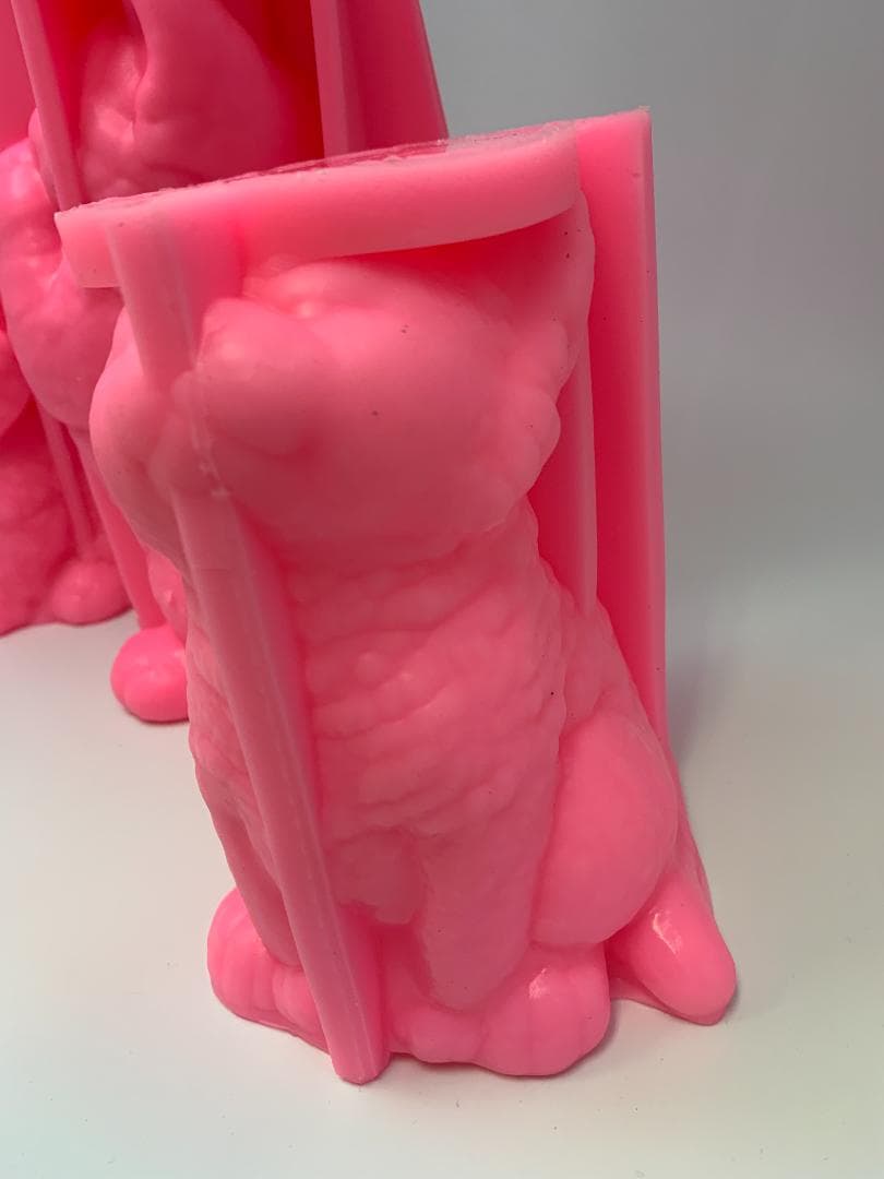 未使用新品 大型シリコンモールド 3点セット 犬1 猫2 クリップ付き 立体