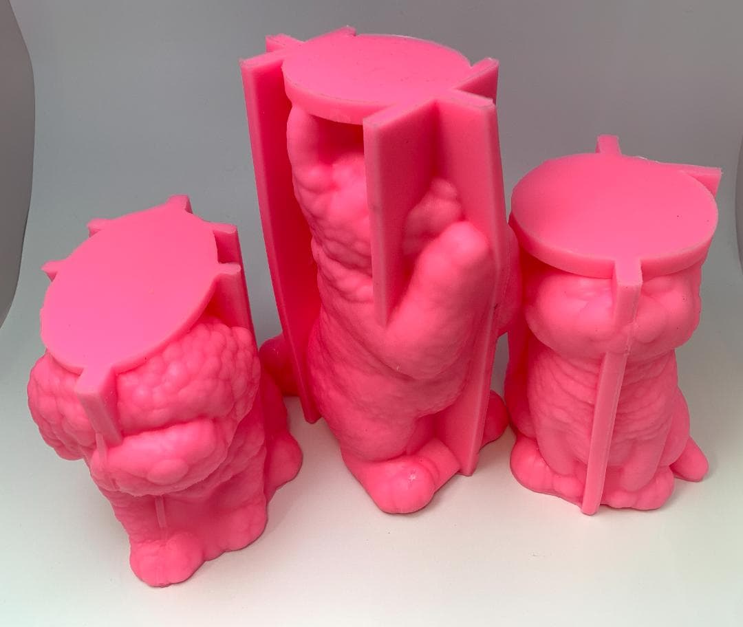 未使用新品 大型シリコンモールド 3点セット 犬1 猫2 クリップ付き 立体