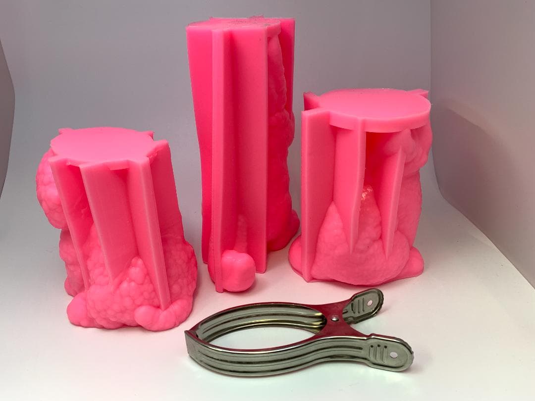 未使用新品 大型シリコンモールド 3点セット 犬1 猫2 クリップ付き 立体