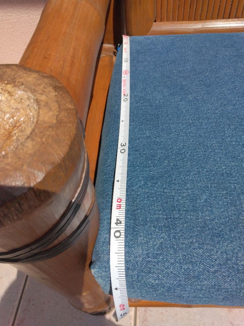 アジア家具　バンブー製チェア 　リゾート感覚　クッション付き　1脚　値下げ