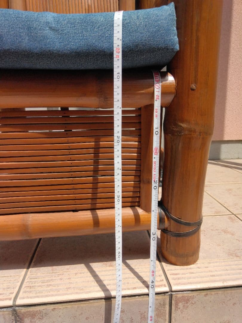 アジア家具　バンブー製チェア 　リゾート感覚　クッション付き　1脚　値下げ