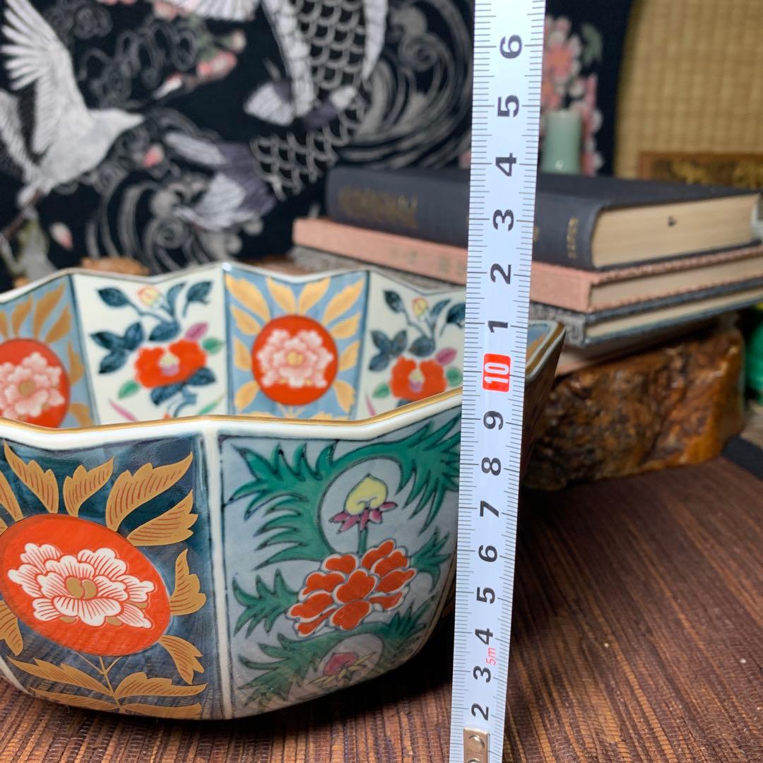 林九郎窯　内外椿花紋　十方剣先鉢　金彩　鉢 有田焼 古伊万里様式