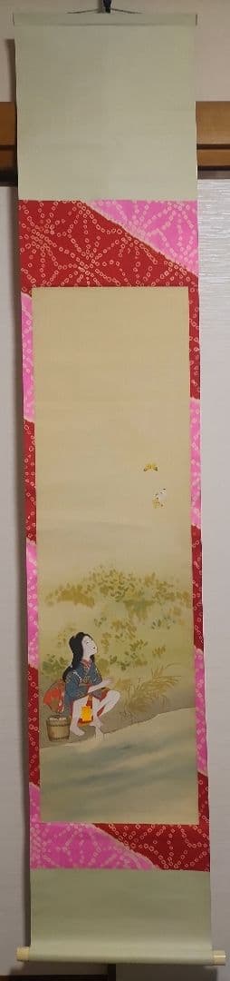 ご希望額まで値下げ～@秋石 少女洗衣の肉筆掛軸 春画性風俗画