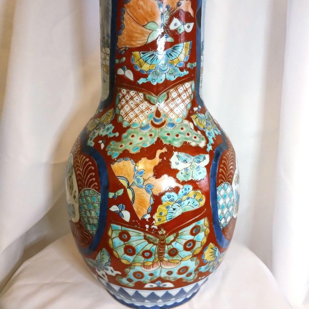 明治期　蔵春亭 西畝造　錦出　古伊万里　輪花大花瓶　飾壷 43cm　共箱　骨董品