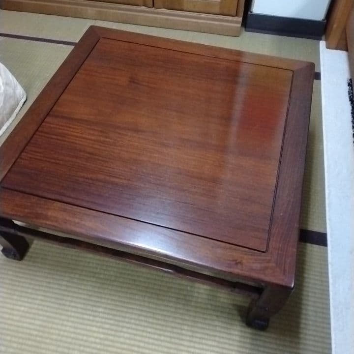 木製 正方形 座卓 唐木 花梨 ダークブラウン ちゃぶ台 スクエア