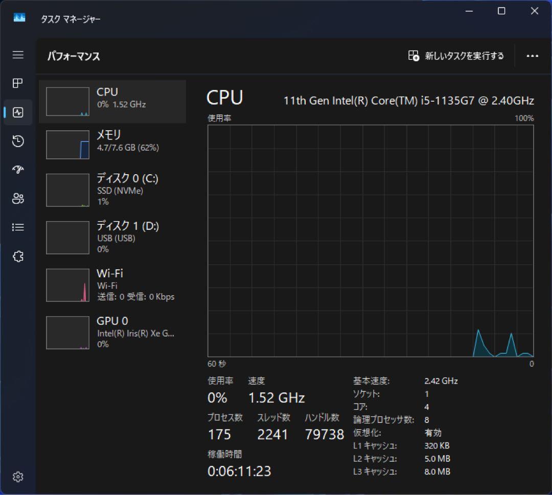 富士通LIFE BOOK core i5 第11世代目　SSD 512GB