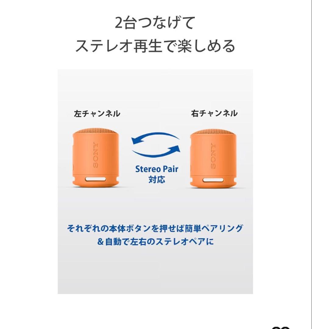 ソニー SONY ワイヤレス スピーカー SRS-XB100 重低音再生 防水
