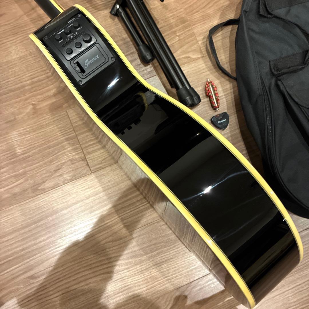 美品 Ibanez アイバニーズ エレアコ AEG10II 黒 ギター おまけ付