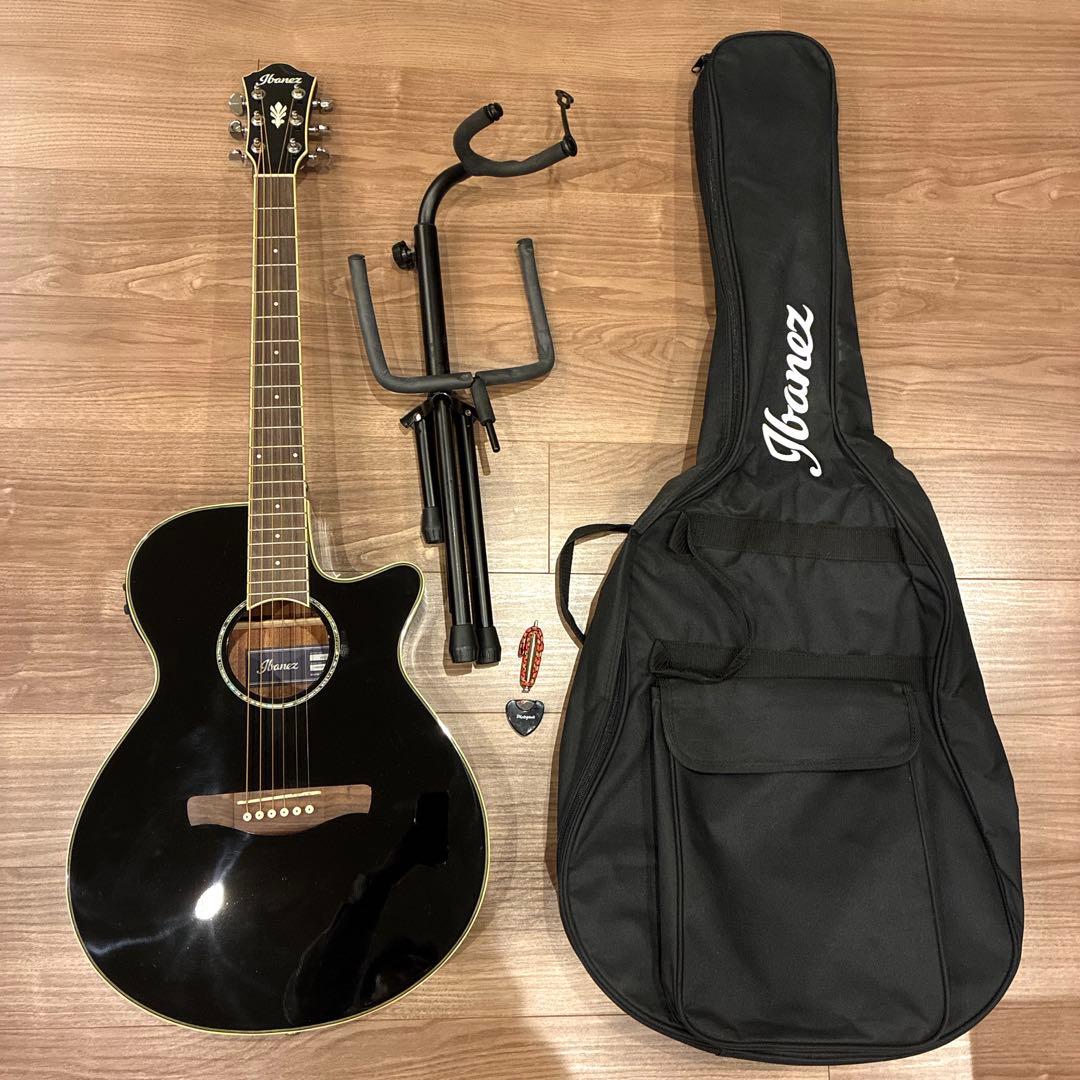 美品 Ibanez アイバニーズ エレアコ AEG10II 黒 ギター おまけ付